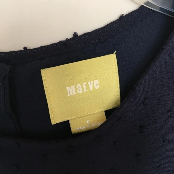 Maeve Anthropologie Blue Dot 3/4 Sleeve Top - Picture 4 of 6